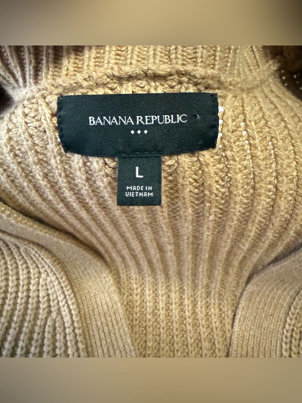 Banana Republic | Women’s Large | Camel Chunky Cable Knit Sweater Cardigan - Picture 8 of 11